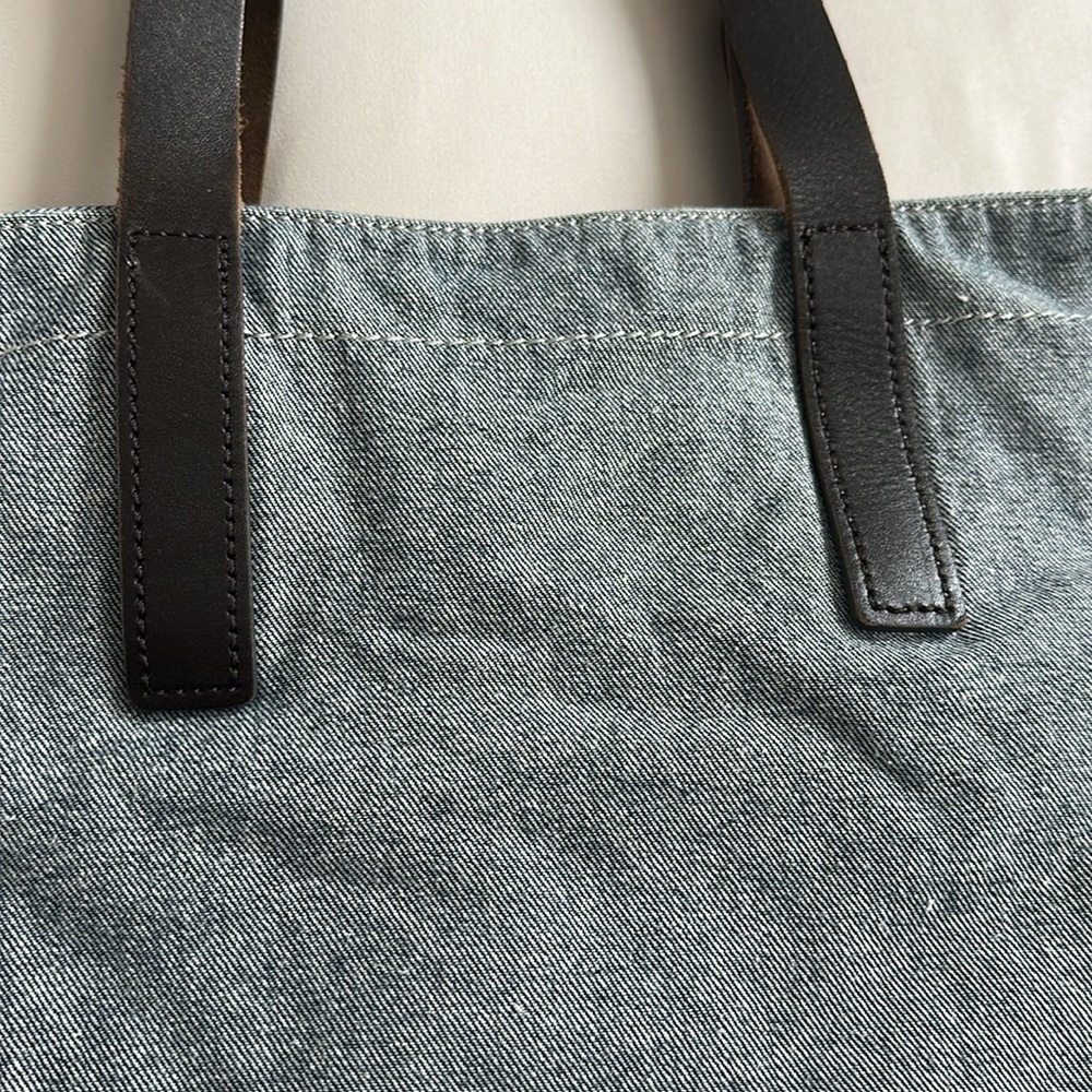 Everlane Gray Tote Bag Brown‎ Leather Handles Zip Closure & Inner Pocket - Picture 8 of 8